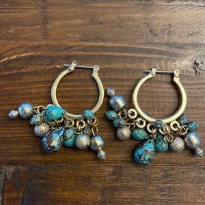 Silver and turquoise dangly earrings
